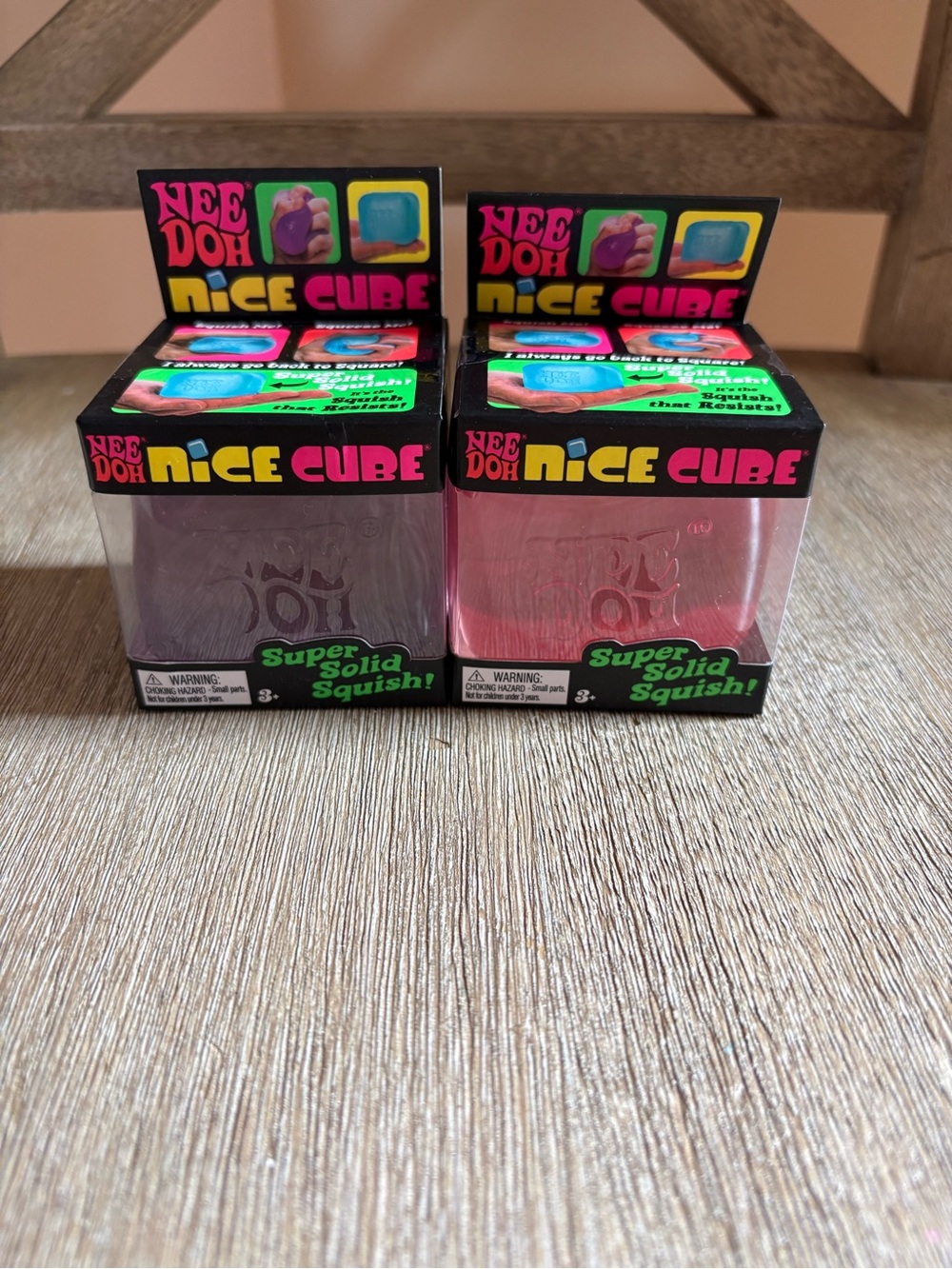 Nee Doh Nice Cube Kids Toy - Pink and Purple Super Solid Squish